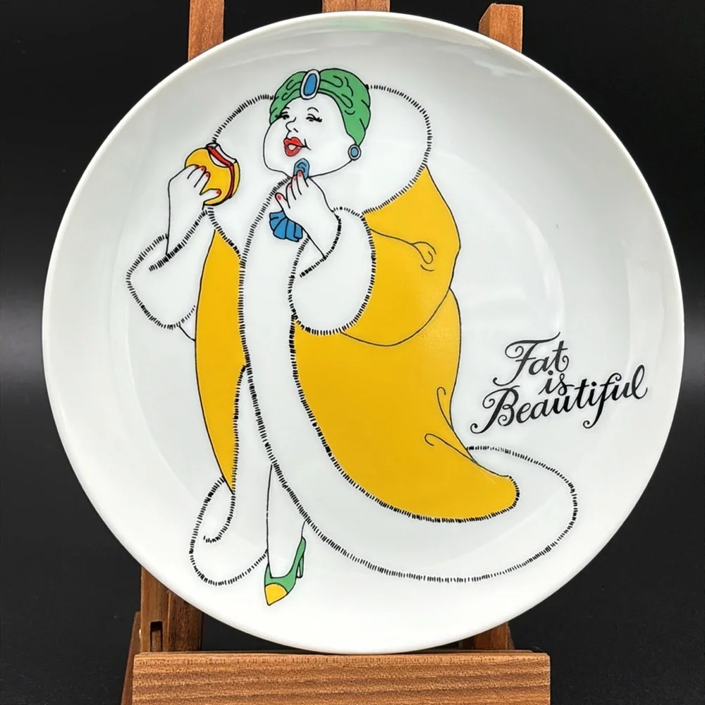 Vintage Set of 4 Fitz and Floyd Fat Is Beautiful Porcelain Plates